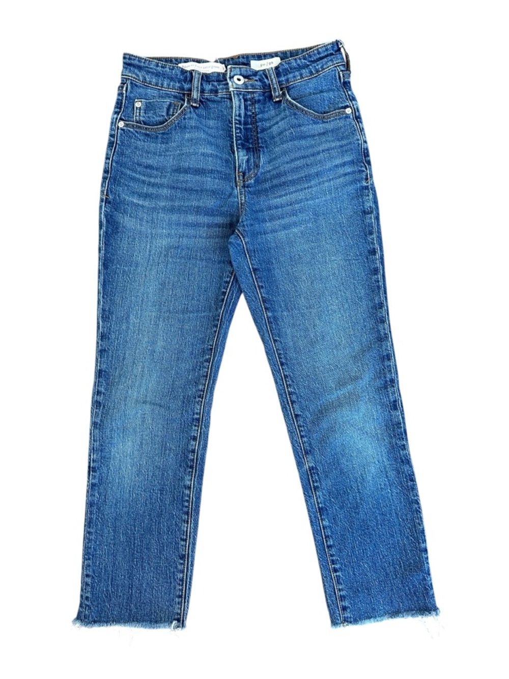 Anthropologie Pilcro Mid Rise Straight Crop Jeans Raw Hem Size 25